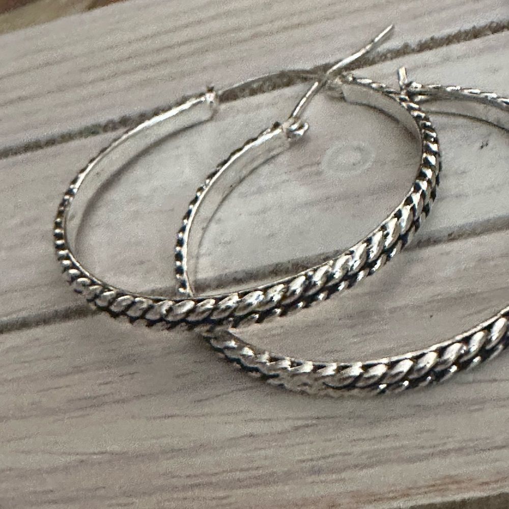 Braided Silver Hoop Earrings